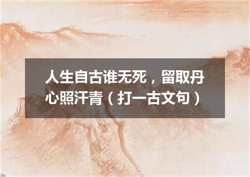 人生自古谁无死，留取丹心照汗青（打一古文句）