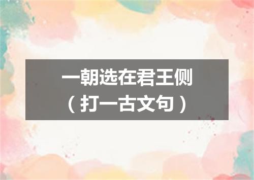 一朝选在君王侧（打一古文句）