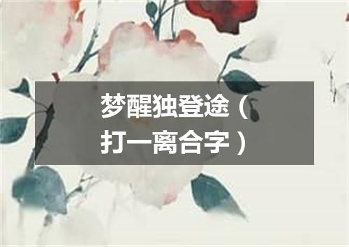 梦醒独登途（打一离合字）