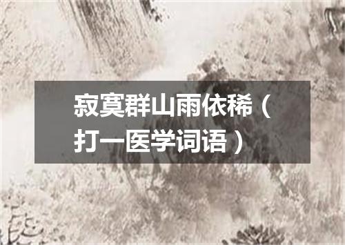 寂寞群山雨依稀（打一医学词语）