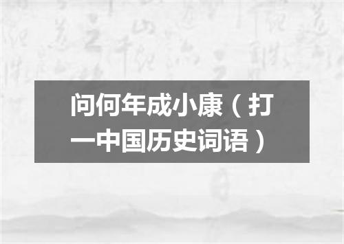 问何年成小康（打一中国历史词语）