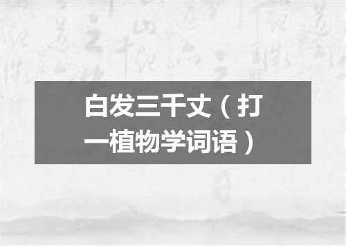 白发三千丈（打一植物学词语）