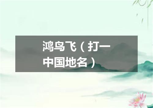 鸿鸟飞（打一中国地名）
