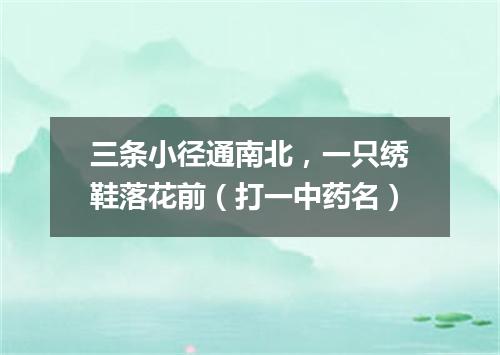 三条小径通南北，一只绣鞋落花前（打一中药名）