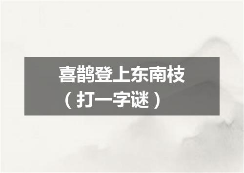 喜鹊登上东南枝（打一字谜）
