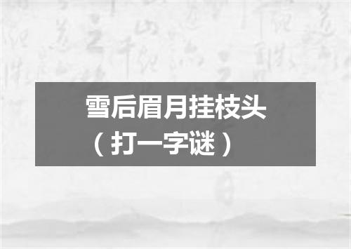 雪后眉月挂枝头（打一字谜）
