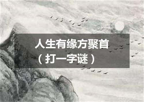 人生有缘方聚首（打一字谜）