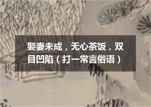娶妻未成，无心茶饭，双目凹陷（打一常言俗语）