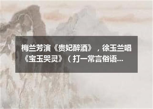 梅兰芳演《贵妃醉酒》，徐玉兰唱《宝玉哭灵》（打一常言俗语）