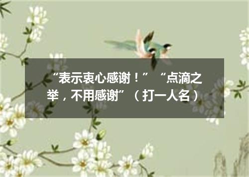 “表示衷心感谢！”“点滴之举，不用感谢”（打一人名）