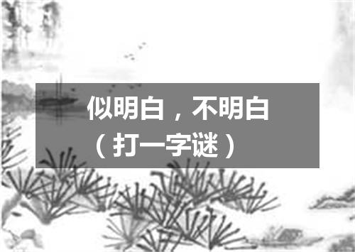 似明白，不明白（打一字谜）