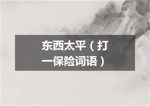 东西太平（打一保险词语）