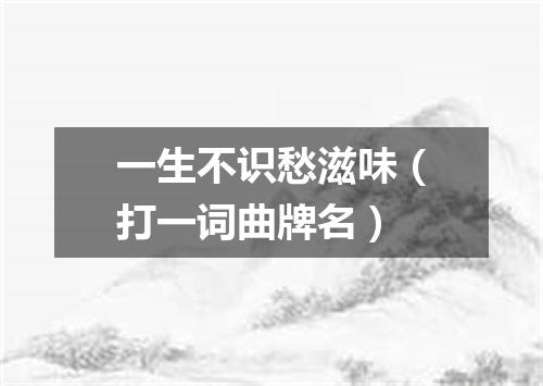 一生不识愁滋味（打一词曲牌名）