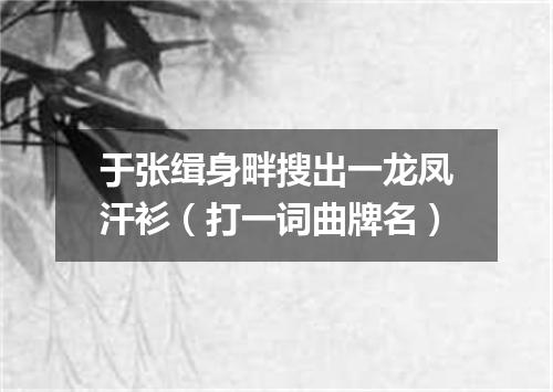 于张缉身畔搜出一龙凤汗衫（打一词曲牌名）