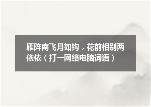 雁阵南飞月如钩，花前相别两依依（打一网络电脑词语）