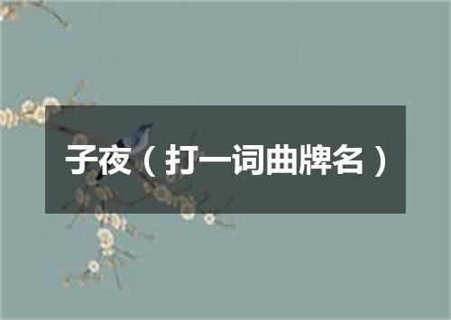 子夜（打一词曲牌名）