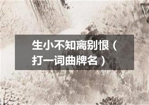 生小不知离别恨（打一词曲牌名）