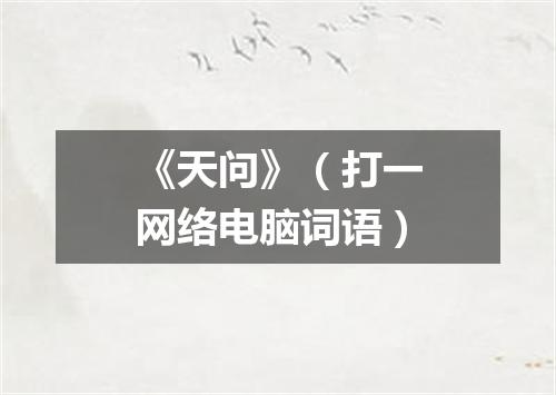 《天问》（打一网络电脑词语）