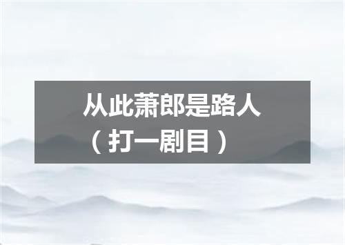 从此萧郎是路人（打一剧目）