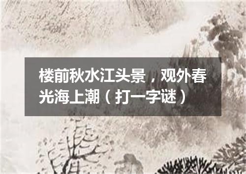 楼前秋水江头景，观外春光海上潮（打一字谜）