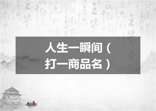 人生一瞬间（打一商品名）