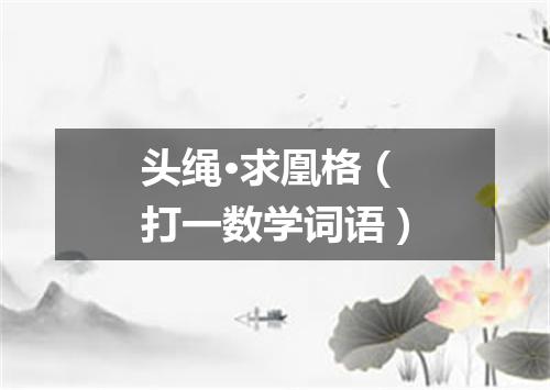 头绳·求凰格（打一数学词语）