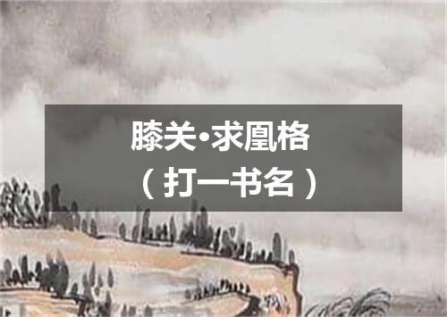 膝关·求凰格（打一书名）