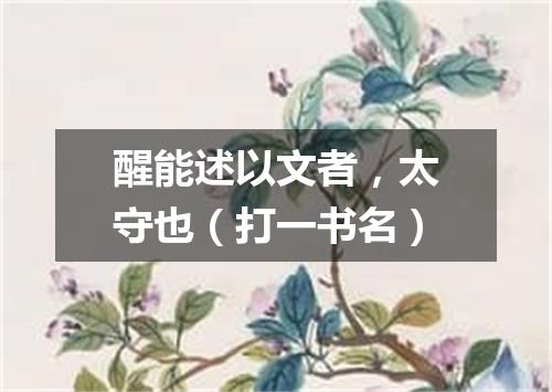 醒能述以文者，太守也（打一书名）