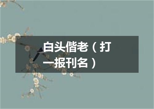 白头偕老（打一报刊名）