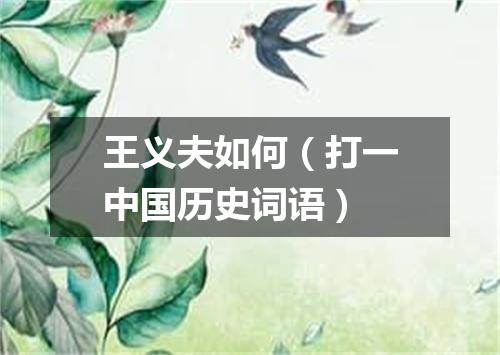 王义夫如何（打一中国历史词语）