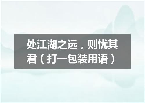 处江湖之远，则忧其君（打一包装用语）