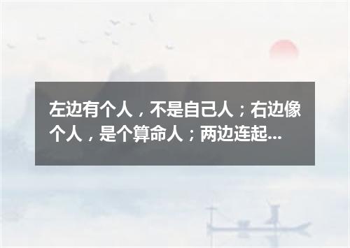 左边有个人，不是自己人；右边像个人，是个算命人；两边连起来，本是一家人；女的服侍人，男的领导人（打一字谜）