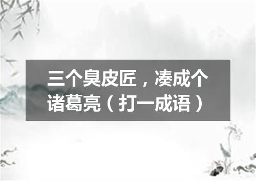 三个臭皮匠，凑成个诸葛亮（打一成语）