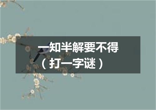 一知半解要不得（打一字谜）
