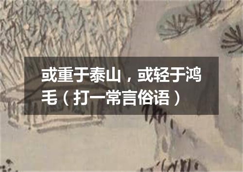 或重于泰山，或轻于鸿毛（打一常言俗语）