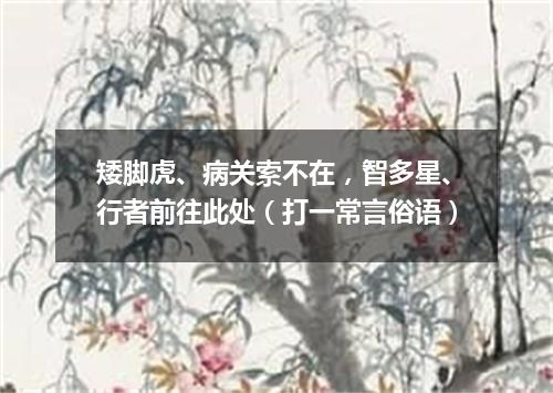 矮脚虎、病关索不在，智多星、行者前往此处（打一常言俗语）