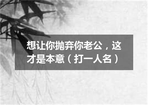 想让你抛弃你老公，这才是本意（打一人名）