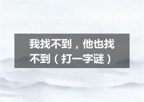 我找不到，他也找不到（打一字谜）
