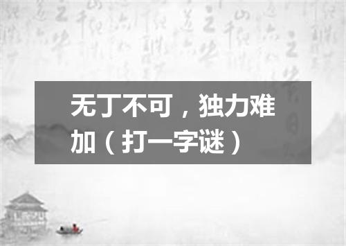 无丁不可，独力难加（打一字谜）