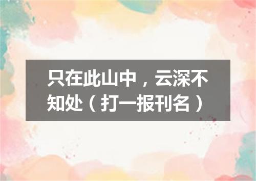 只在此山中，云深不知处（打一报刊名）
