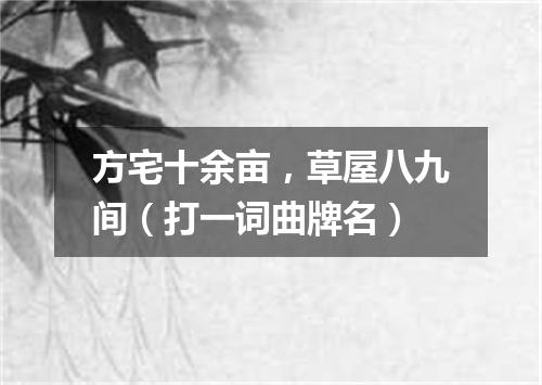 方宅十余亩，草屋八九间（打一词曲牌名）