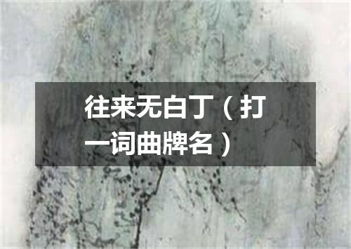 往来无白丁（打一词曲牌名）