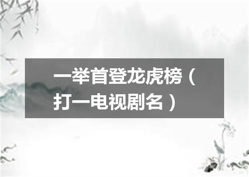 一举首登龙虎榜（打一电视剧名）