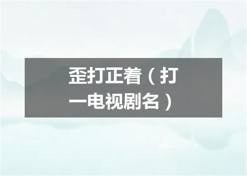歪打正着（打一电视剧名）