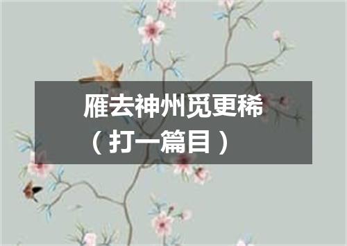 雁去神州觅更稀（打一篇目）