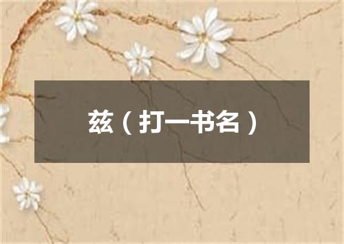 兹（打一书名）