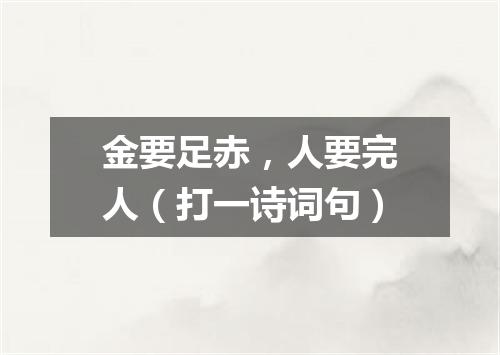 金要足赤，人要完人（打一诗词句）
