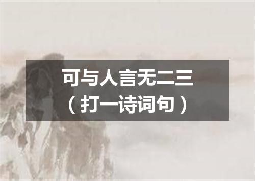 可与人言无二三（打一诗词句）