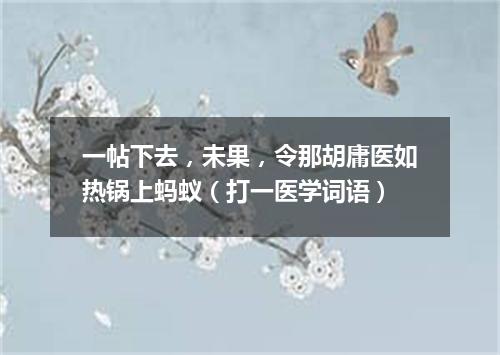 一帖下去，未果，令那胡庸医如热锅上蚂蚁（打一医学词语）