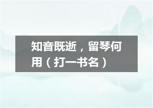 知音既逝，留琴何用（打一书名）